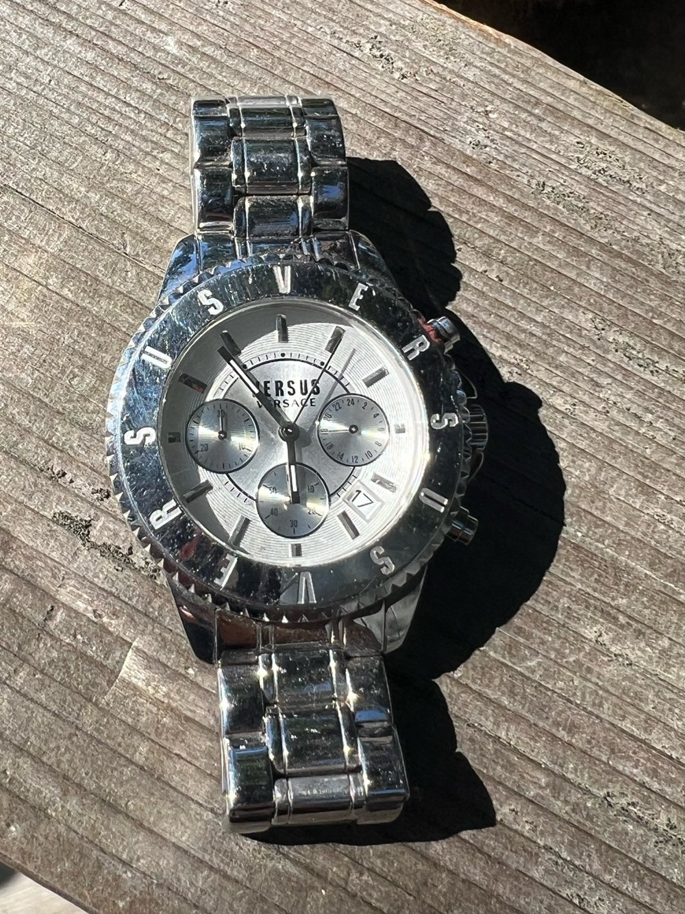 Versus Versace Silver Stainless Chronograph Watch
